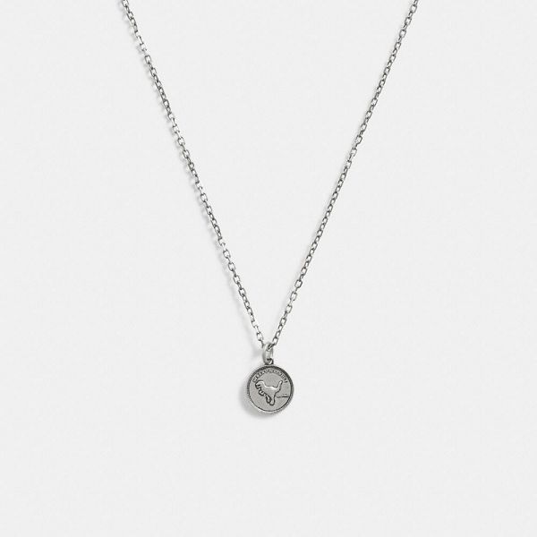 Pánské Náhrdelník Coach Sterling Coin Pendant Stříbrné | 9015348-CZ