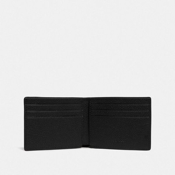 Pánské Peněženka Coach Slim Billfold In Signature Leather Černé | 7246580-CZ