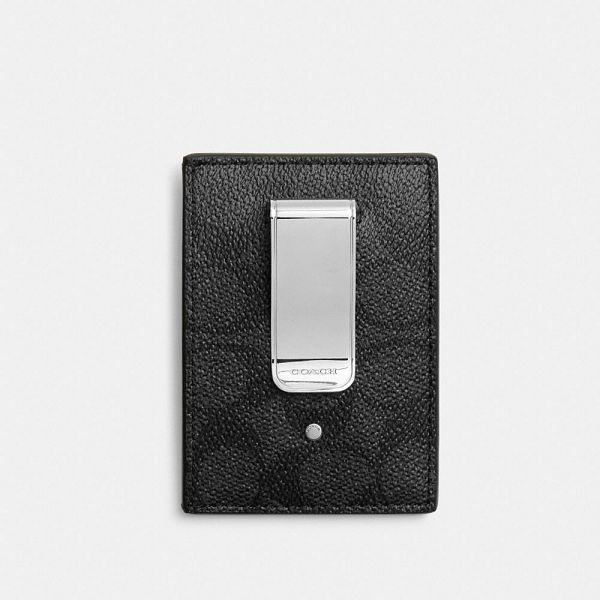 Pánské Pouzdro Na Karty Coach Money Clip In Signature Canvas Šedé | 6038412-CZ