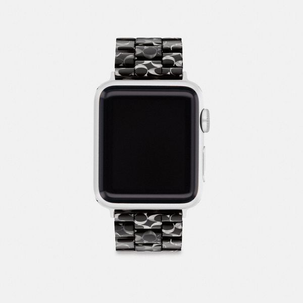 Pánské Watch Strap Coach Apple 38 Mm 40 Mm And 41 Mm Černé | 6947350-CZ